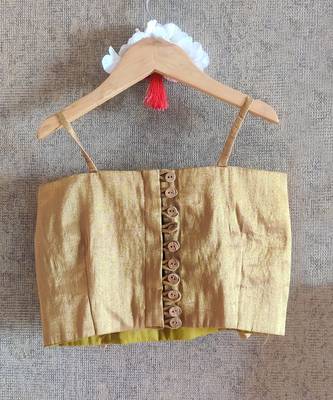 Green Ghaghra With Gold Bow Top 5