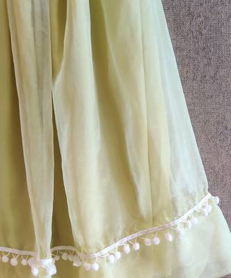 Green Ghaghra With Gold Bow Top 8