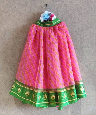 Printed Pink And Green Skirt With Yellow Button Down Top 5