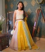 Multicolour Lahenga with different top pattern.
