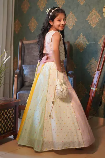 Multicolour Lahenga with different top pattern.