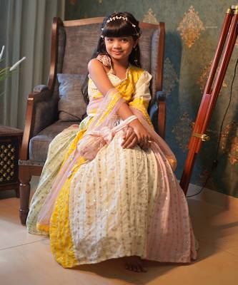 Embroidered Pleated Lahenga with Polti and croptop 1