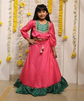 Zig Zag print Lahenga with 3/4 Sleeves 2