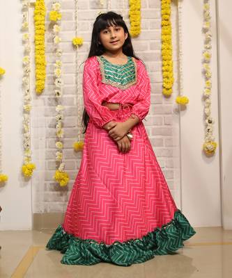 Zig Zag print Lahenga with 3/4 Sleeves 1