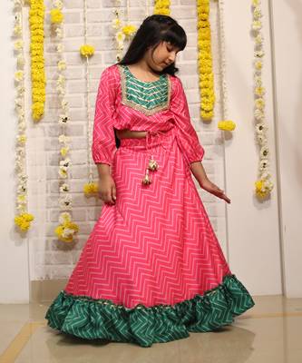 Zig Zag print Lahenga with 3/4 Sleeves 3