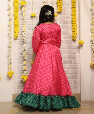 Zig Zag print Lahenga with 3/4 Sleeves 4