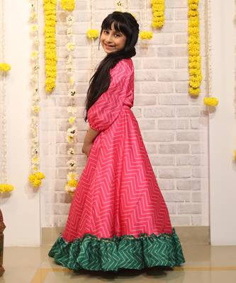 Zig Zag print Lahenga with 3/4 Sleeves 5