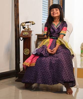 Zig Zag print Lahenga with double layered Lahenga 1