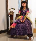 Zig Zag print Lahenga with double layered Lahenga