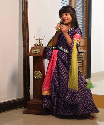 Zig Zag print Lahenga with double layered Lahenga 3