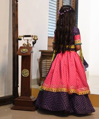 Zig Zag print Lahenga with double layered Lahenga 5