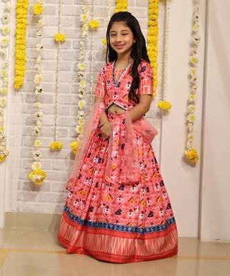 Patola Printed And Gota Lace Detailed Top With Lehenga And Dupatta 2