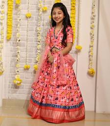 Patola Printed And Gota Lace Detailed Top With Lehenga And Dupatta