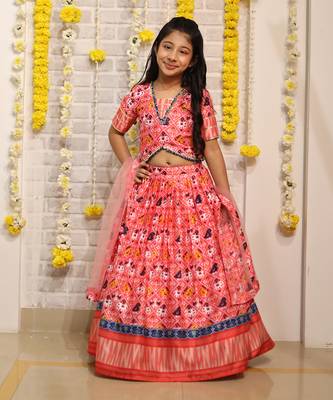 Patola Printed And Gota Lace Detailed Top With Lehenga And Dupatta 1