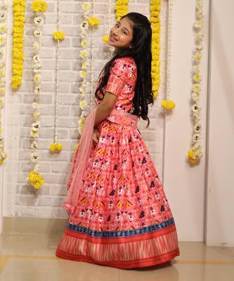 Patola Printed And Gota Lace Detailed Top With Lehenga And Dupatta 3