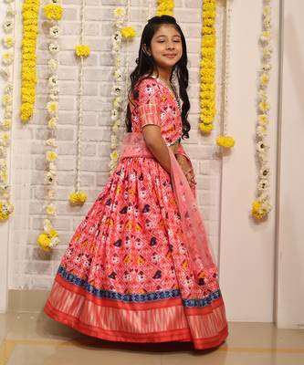 Patola Printed And Gota Lace Detailed Top With Lehenga And Dupatta 4