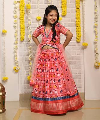 Patola Printed And Gota Lace Detailed Top With Lehenga And Dupatta 6