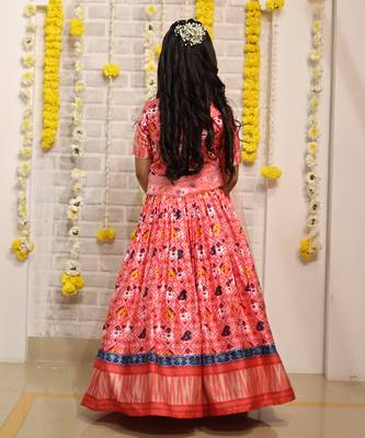 Patola Printed And Gota Lace Detailed Top With Lehenga And Dupatta 7