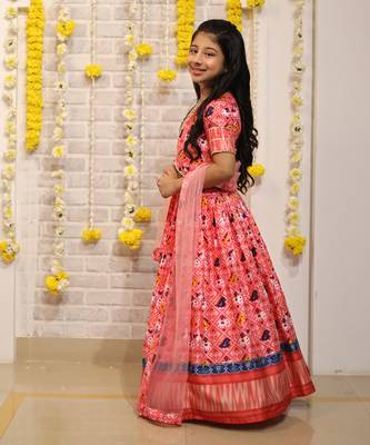 Patola Printed And Gota Lace Detailed Top With Lehenga And Dupatta 8