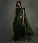 Olive Green Casual Saree with Blouse for Women