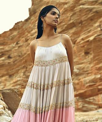 Ivory-Baby Pink Tier Dress 1