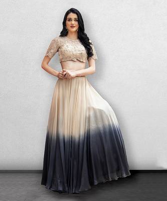 Ivory Ombre Lehenga with Crop Top 1