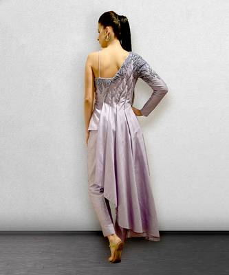 Purple One Shoulder Gown 2