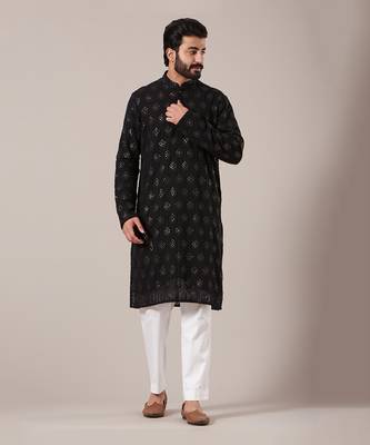Black Chikankari Embroidered Kurta 1
