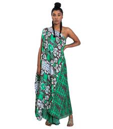 One Shouldered Floral Shibori Kaftan