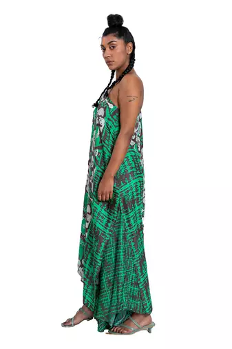 One Shouldered Floral Shibori Kaftan