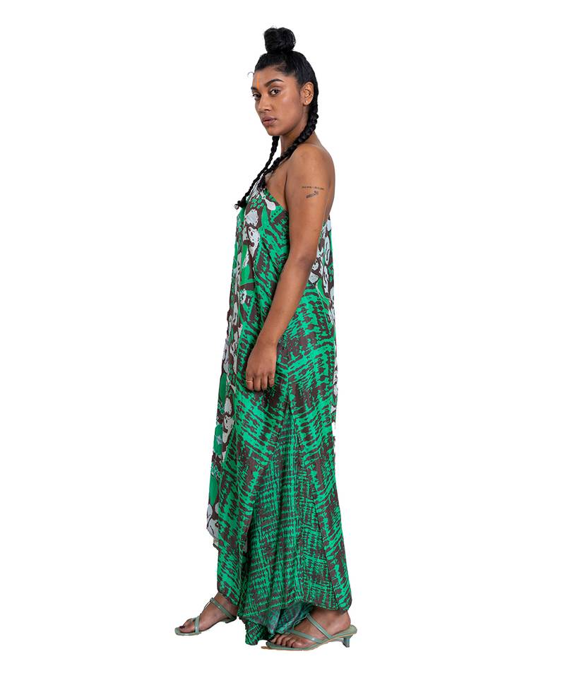 One Shouldered Floral Shibori Kaftan