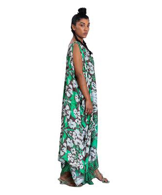 One Shouldered Floral Shibori Kaftan 3