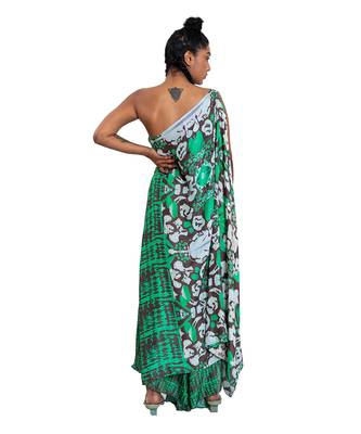 One Shouldered Floral Shibori Kaftan 5