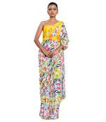 Yellow Muslin Plain Saree With Blouse