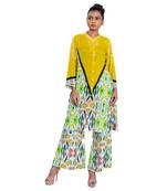 Off White With Yellow Floral Bell Pants