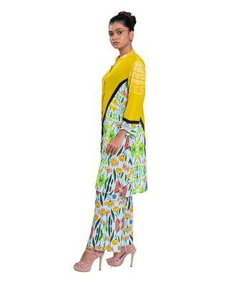Off White With Yellow Floral Bell Pants 2