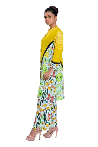 Off White With Yellow Floral Bell Pants