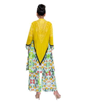 Off White With Yellow Floral Bell Pants 3
