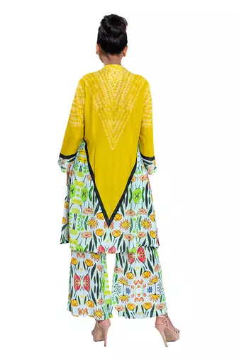 Off White With Yellow Floral Bell Pants