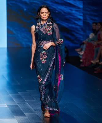 Persian Blue Siberian Sheer Saree 1
