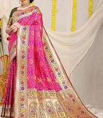 Pink Woven Patola Saree With Blouse