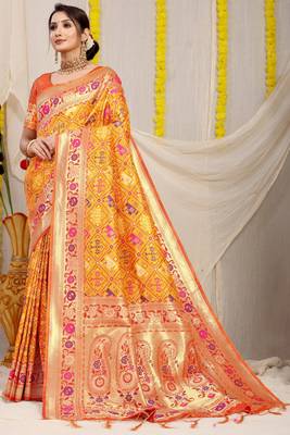 Yellow Woven Patola Saree With Blouse 1