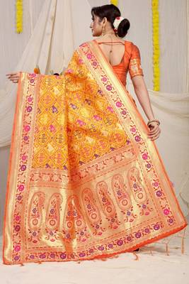 Yellow Woven Patola Saree With Blouse 2