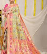 Green Woven Patola Saree With Blouse