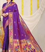 Purple woven paithani silk saree with blouse