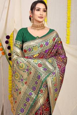 Maroon Woven Patola Saree With Blouse 3