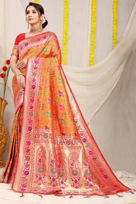 Mustard Woven Patola Saree With Blouse 1