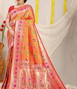 Mustard Woven Patola Saree With Blouse