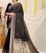 Black Woven Art Silk Saree With Blouse