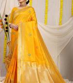 Yellow Woven Art Silk Saree With Blouse